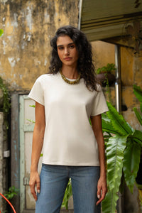BASIC Crew Neck T-shirt | Ecru