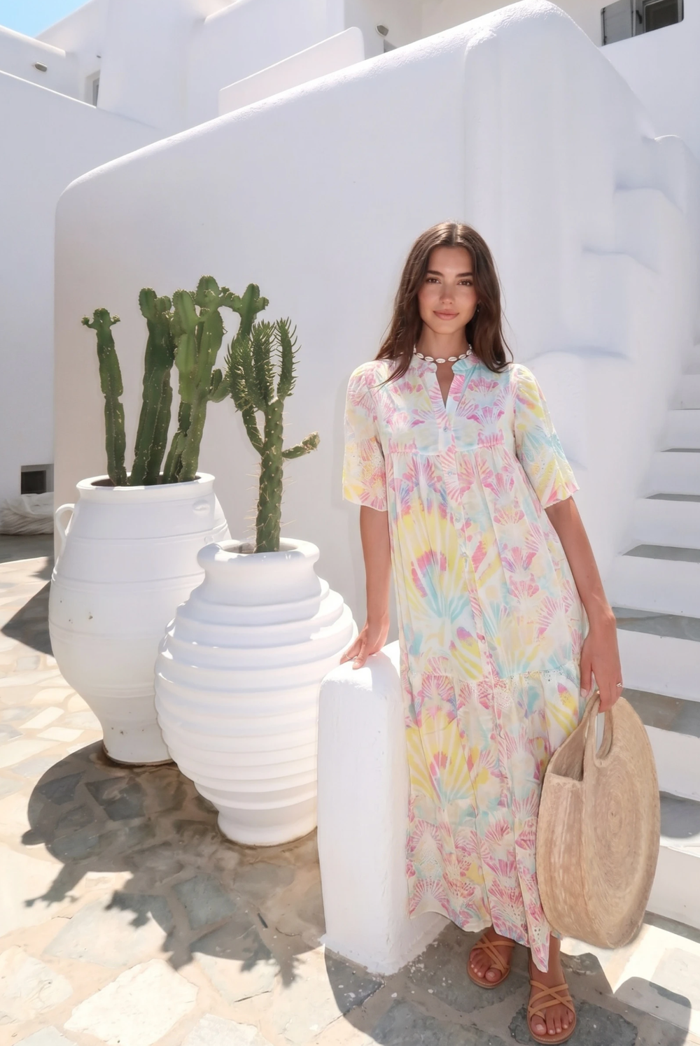 Long Cotton Embroidered Dress