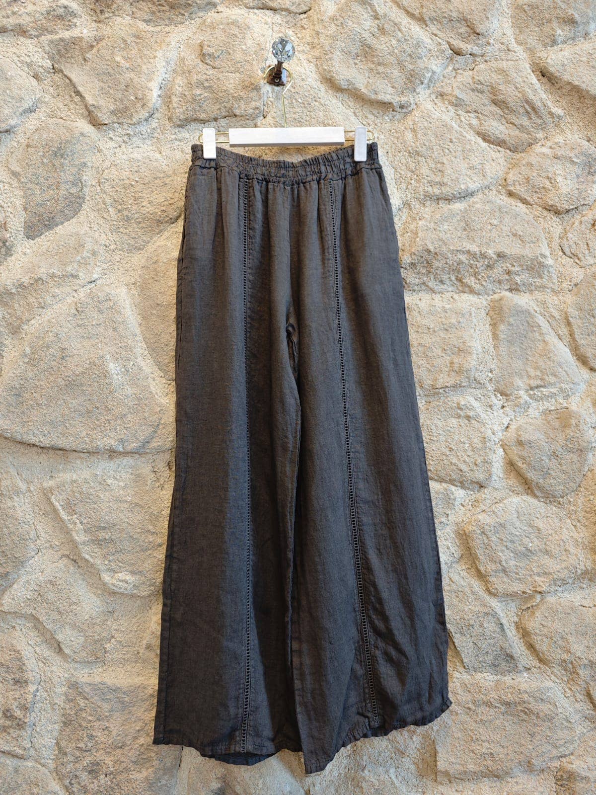 Lace Detail Linen Trousers