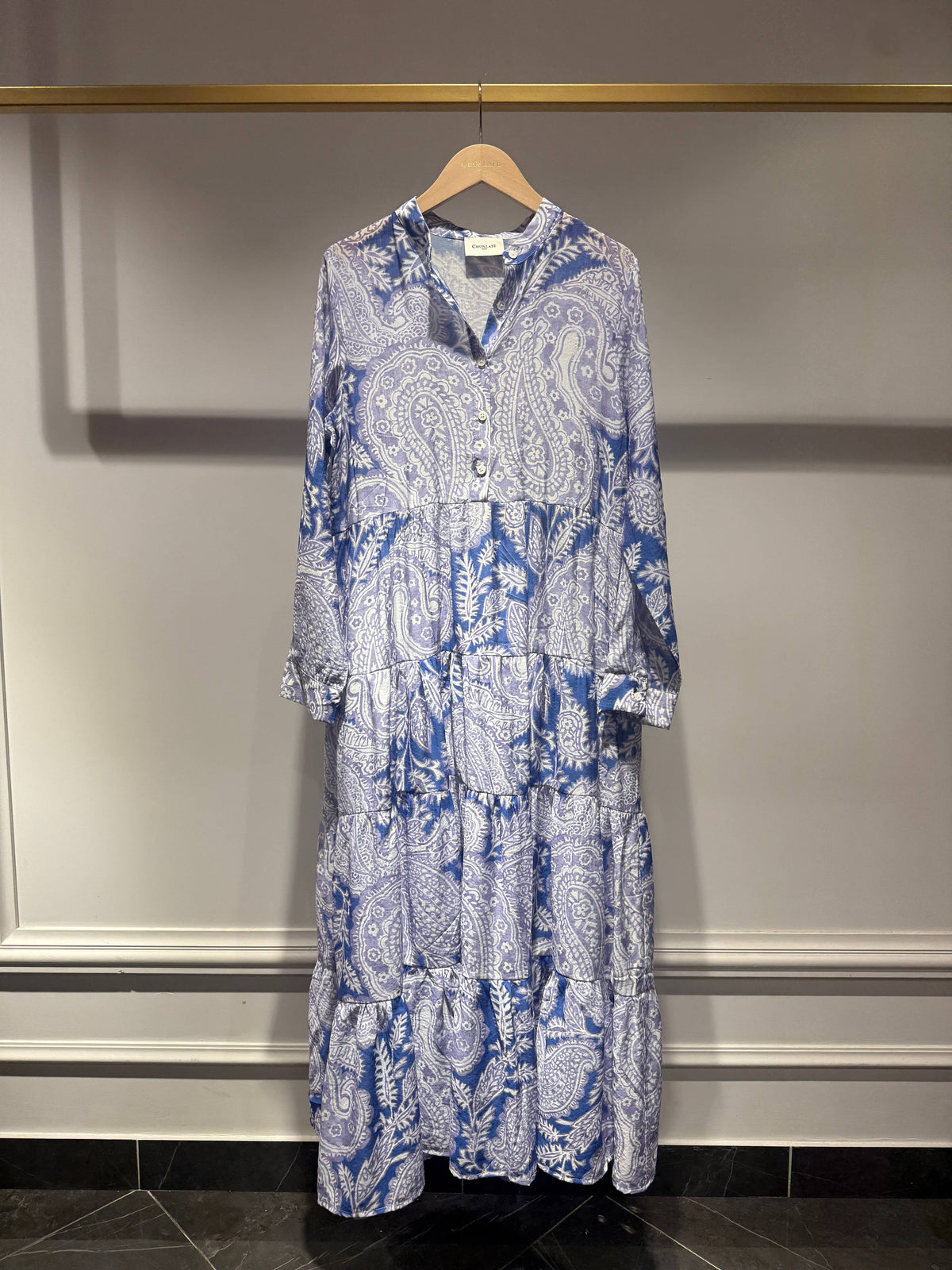 Floral print Marbella Silk Dress | Blue Paisley