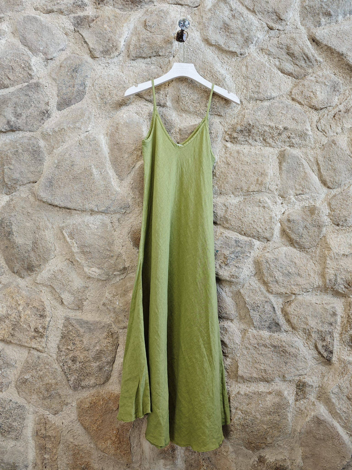 Linen Bias Cut Strappy Dress