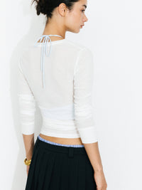 C by CUBIC Henley Neck Slim-Fit Long-Sleeve Top | White