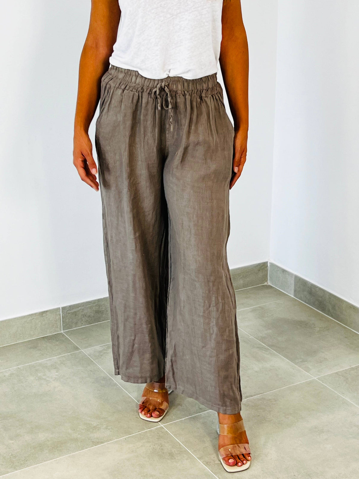 Linen Trousers with Elasticated Waist