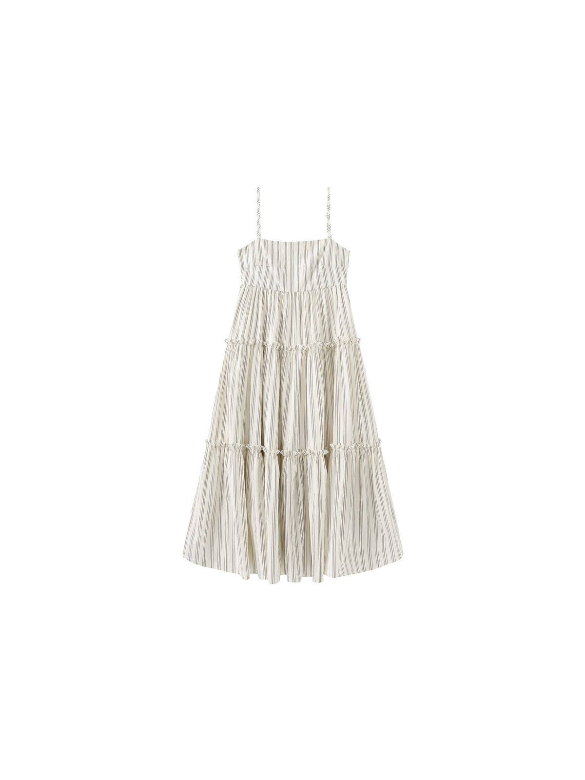 Strap Striped Cake Dress | Cream & Red