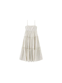 Strap Striped Cake Dress | Cream & Red