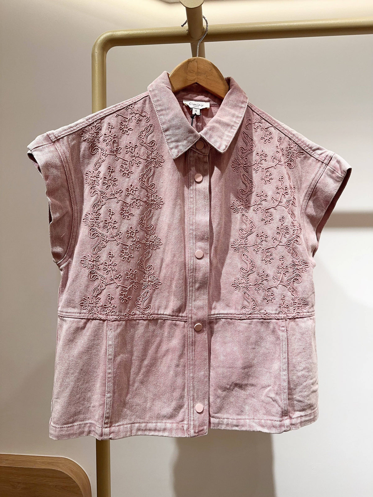 Embroidered Denim Shirt | Rose