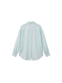 Lyocell Oversized Sheer Button-Down Shirt | Mint Green