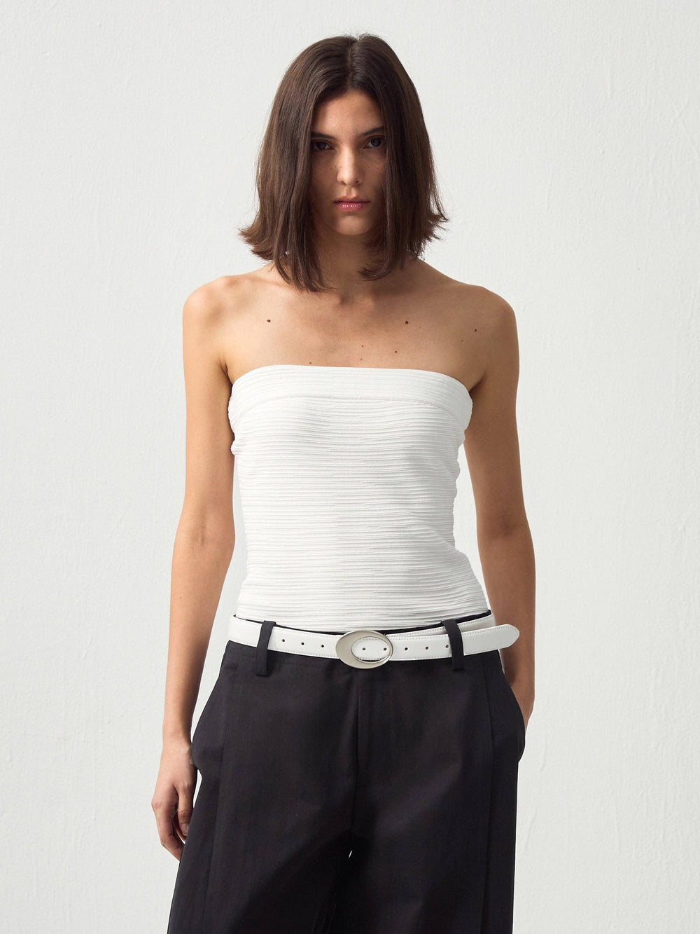 Sculpted Textured Fitted Knit Top