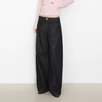 Vintage Curved Wide-Leg Trousers