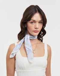 Bow & Floral Blue Square Scarf