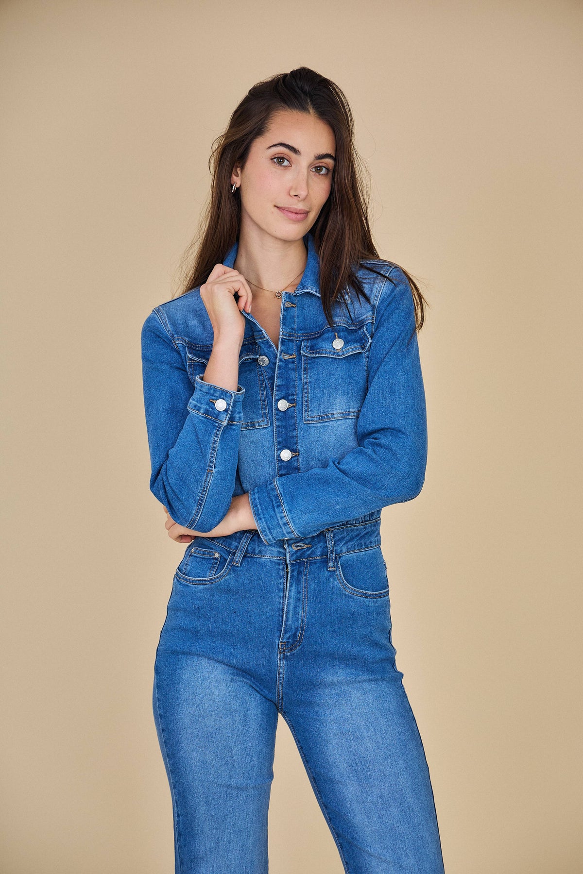 Women's denim jumpsuit (long sleeve) - ANA & LUCY