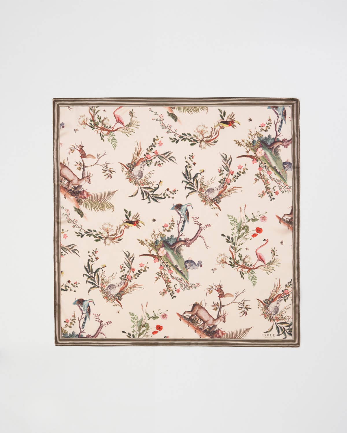 Toile de Jouy Olive Green Square Scarf