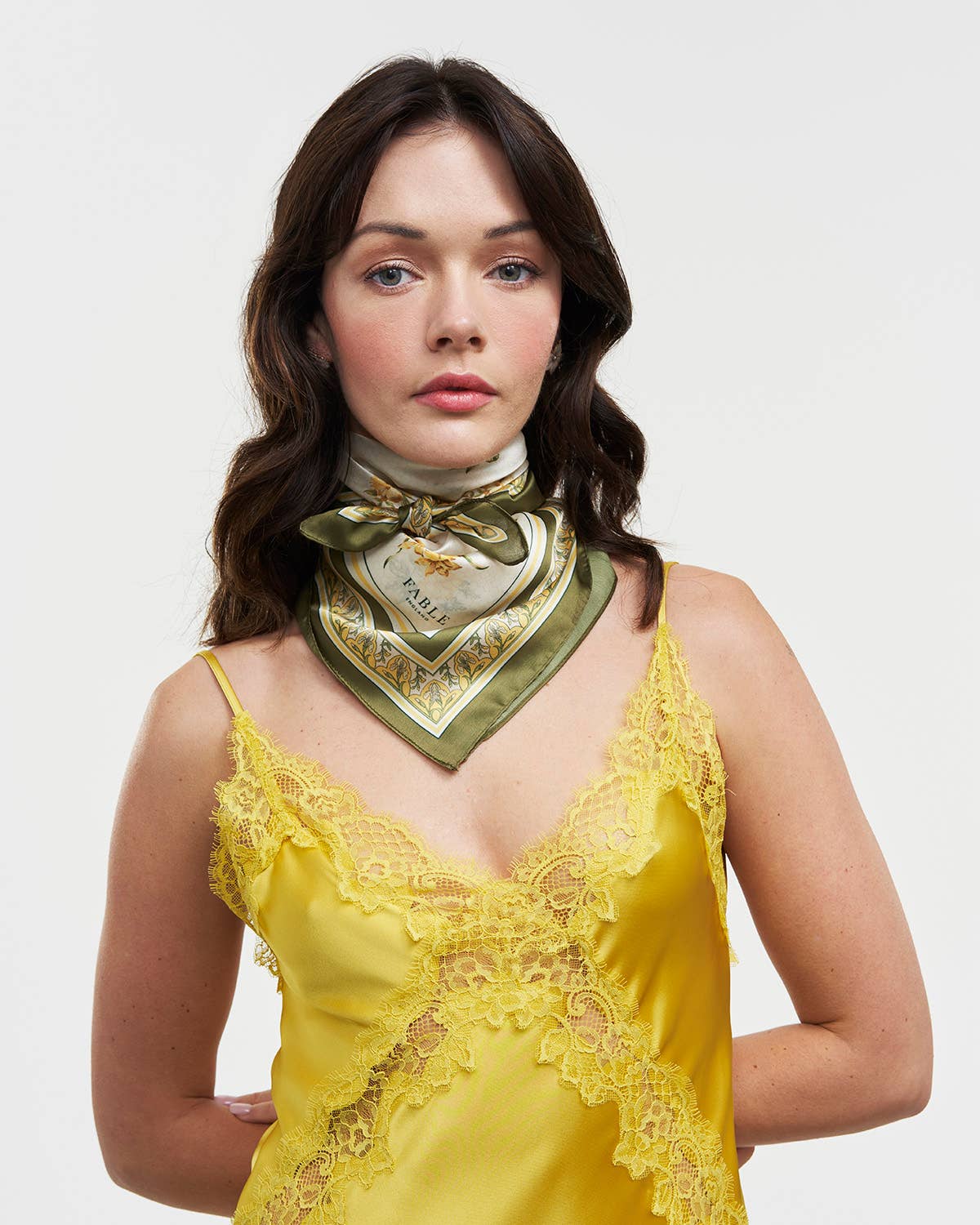 Nouveau Floral Yellow Square Scarf
