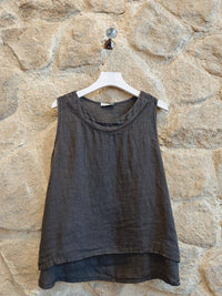 Linen Vest Top with Lace Detail