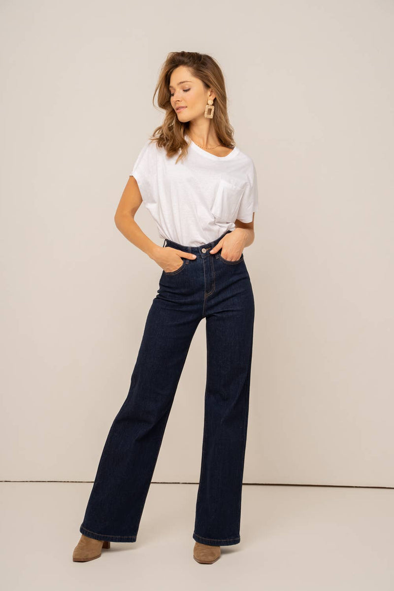 Gabriel Wide Straight Leg Jeans | Navy