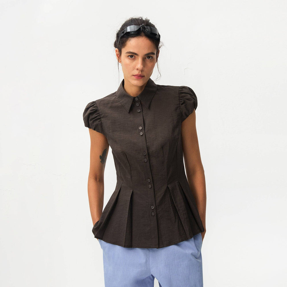 Lyocell Blend Peplum Blouse