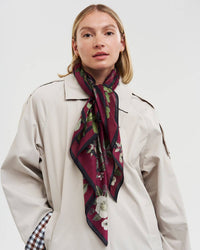 Orla Narrative Medium Square Scarf in Burgundy