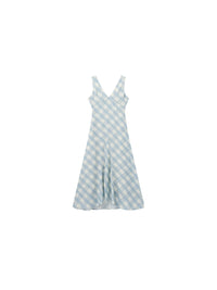 Plaid V-Neck Sleeveless Maxi Dress