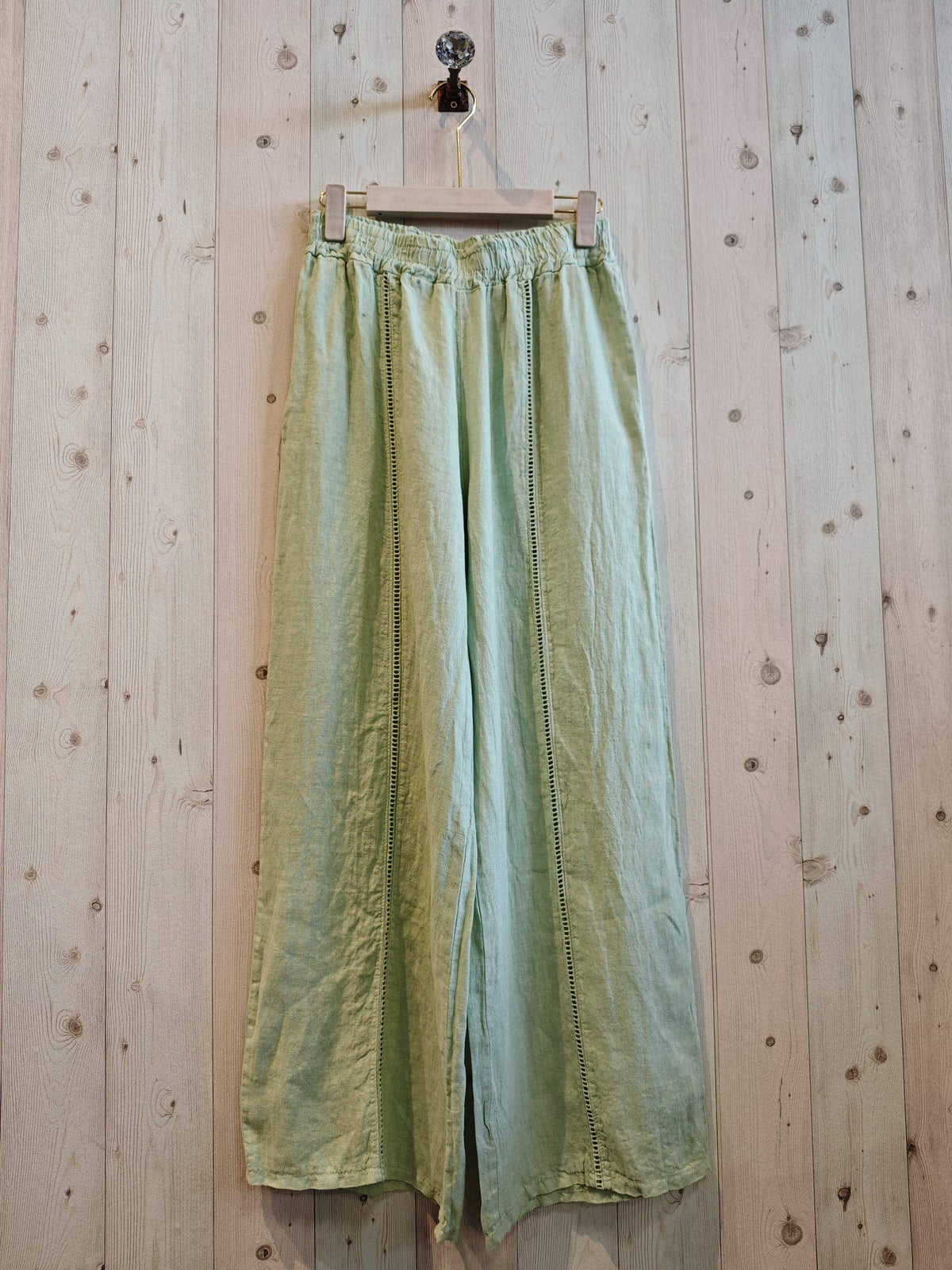 Lace Detail Linen Trousers