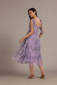 Louise Midi Dress in Lilac Floral