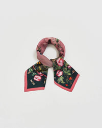 Circe Teal Narrative Silk Blend Square Scarf