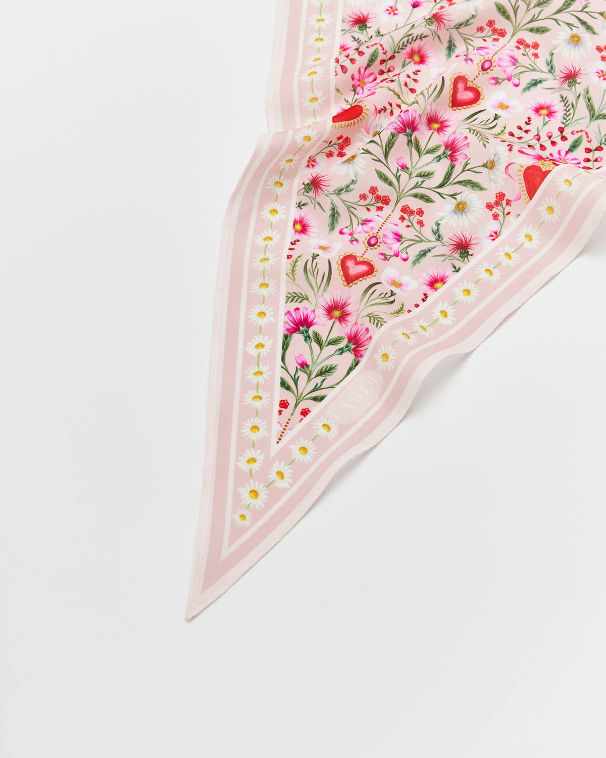 Floral Heart Pink Triangle Scarf
