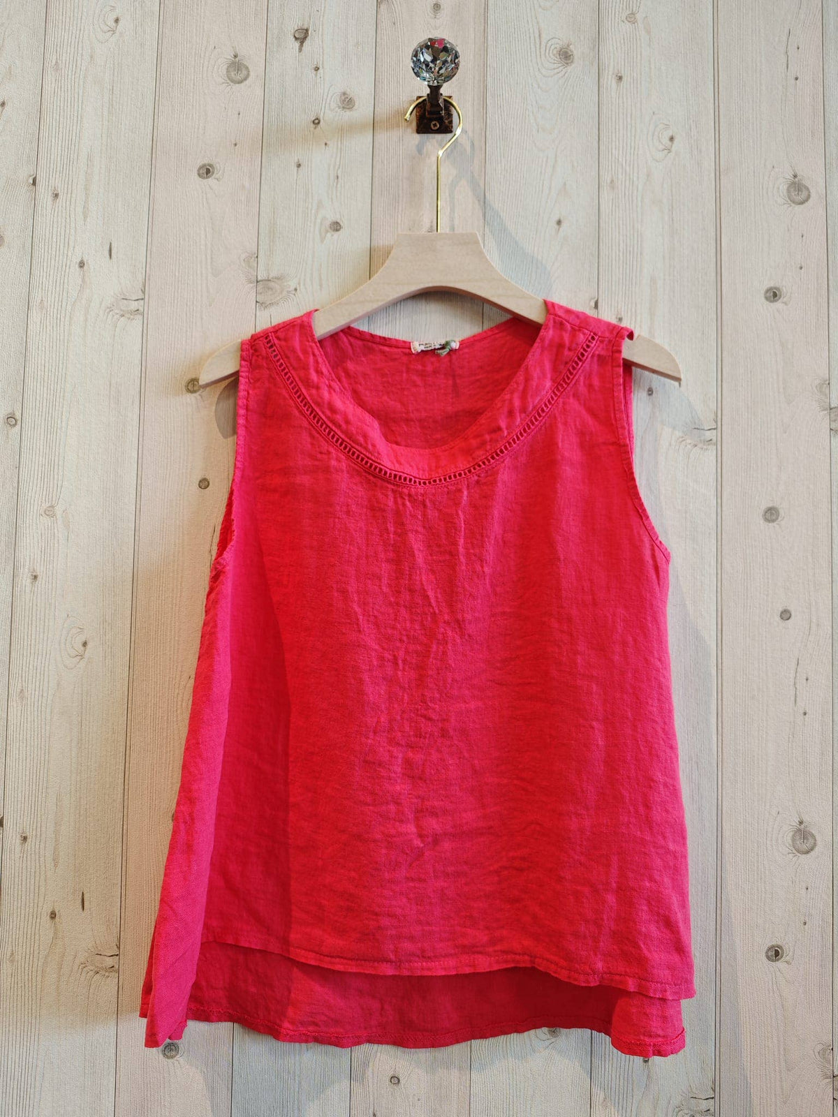 Linen Vest Top with Lace Detail