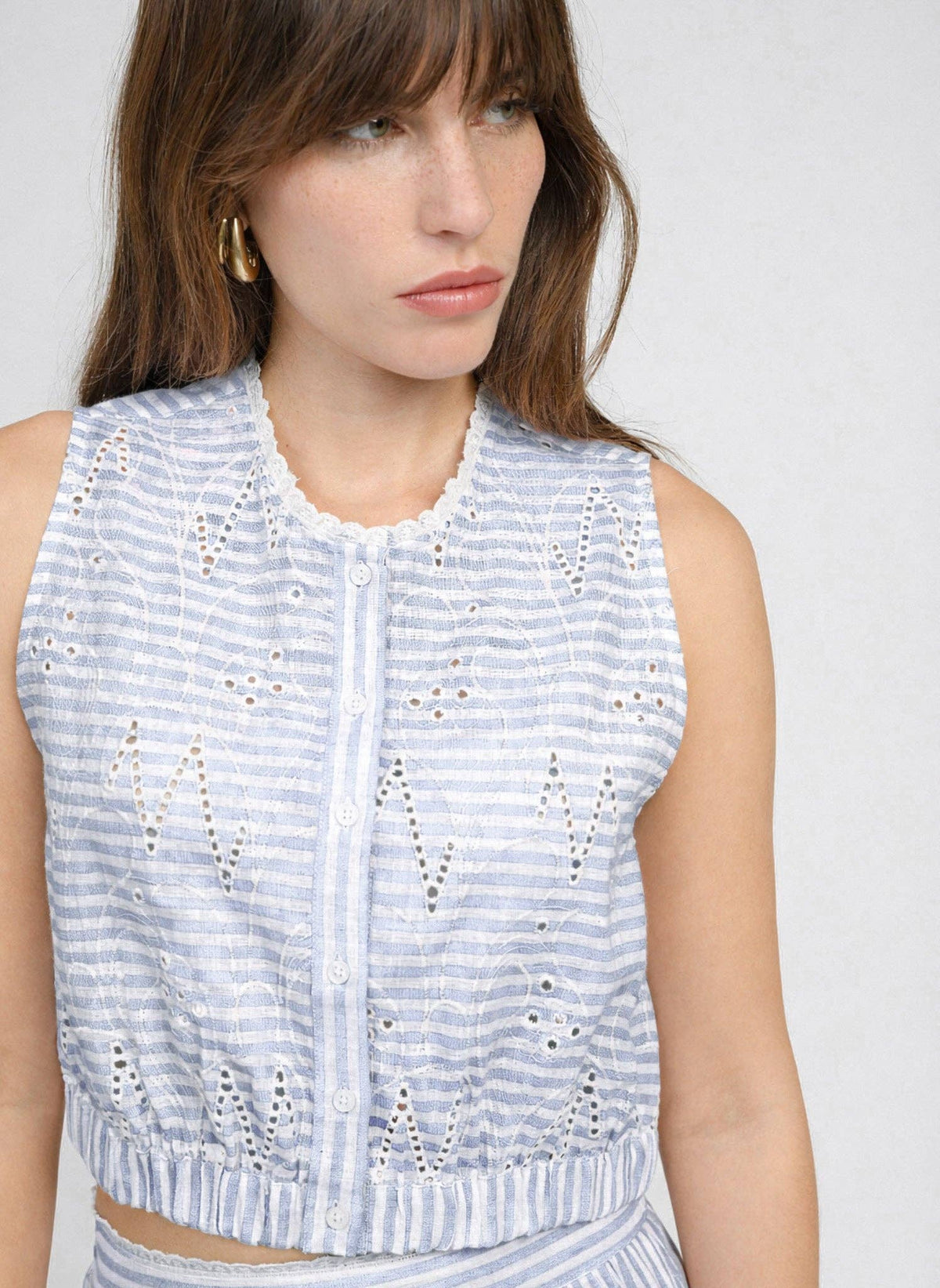 Salyta Cropped Sleeve Shirt | Blue