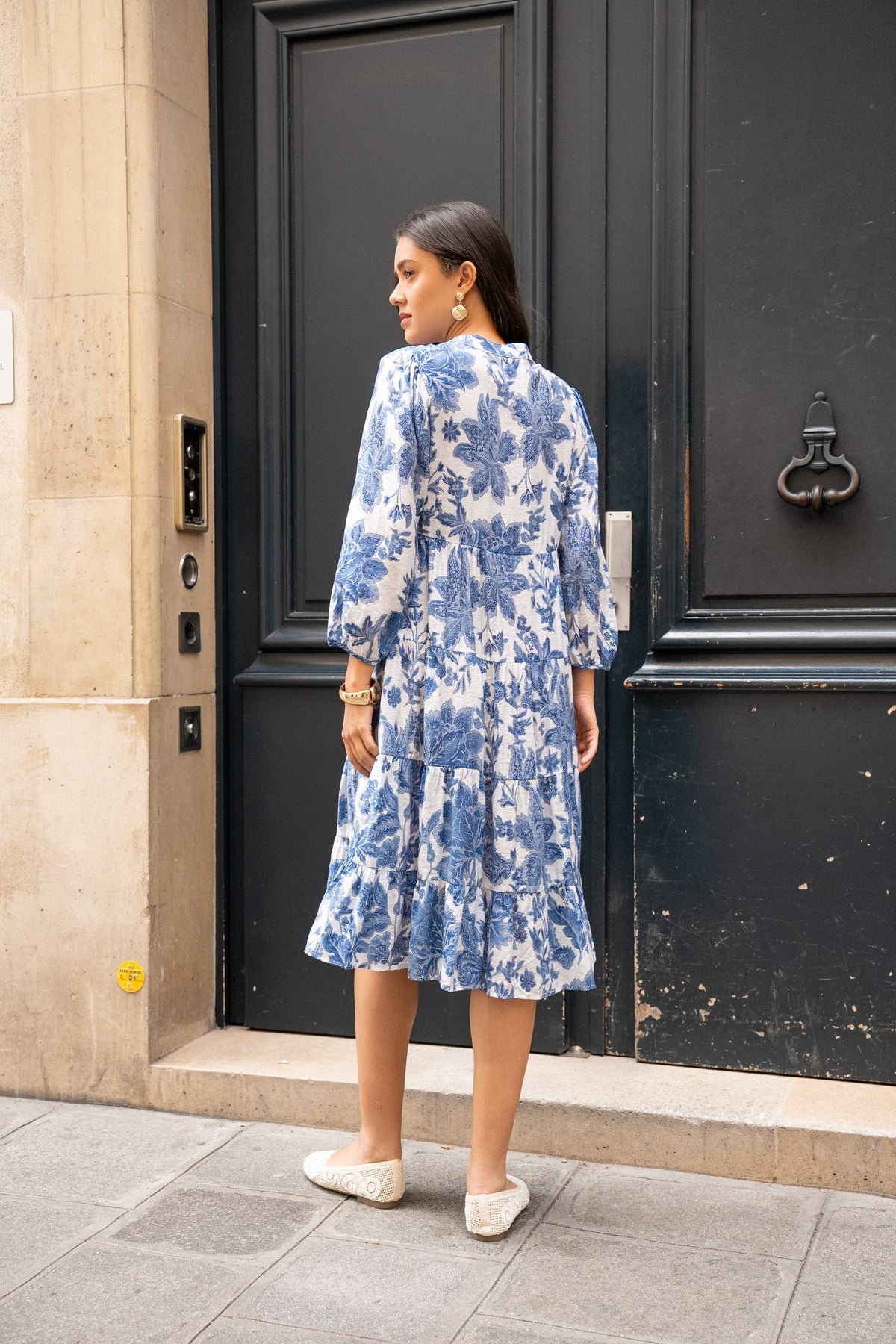 Sienna Silk & Viscose Shirt Midi Length Dress | Blue
