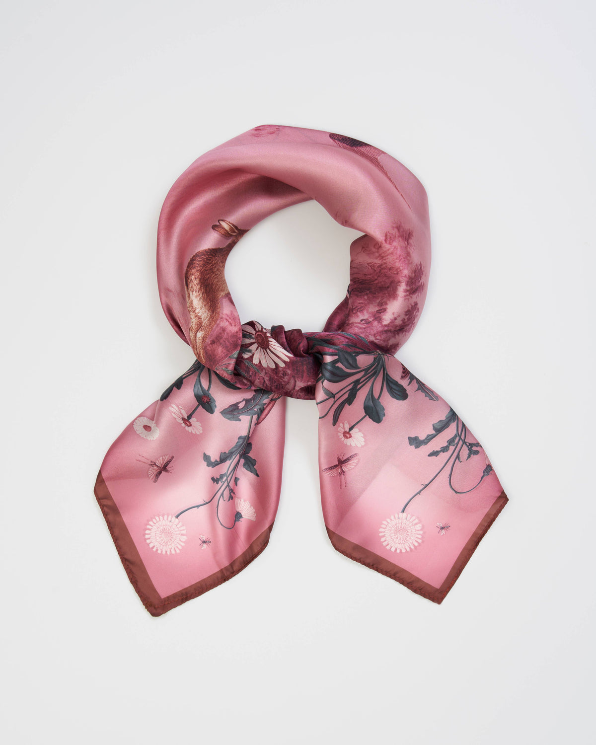 Running Bunny Burgundy Narrative Square Scarf