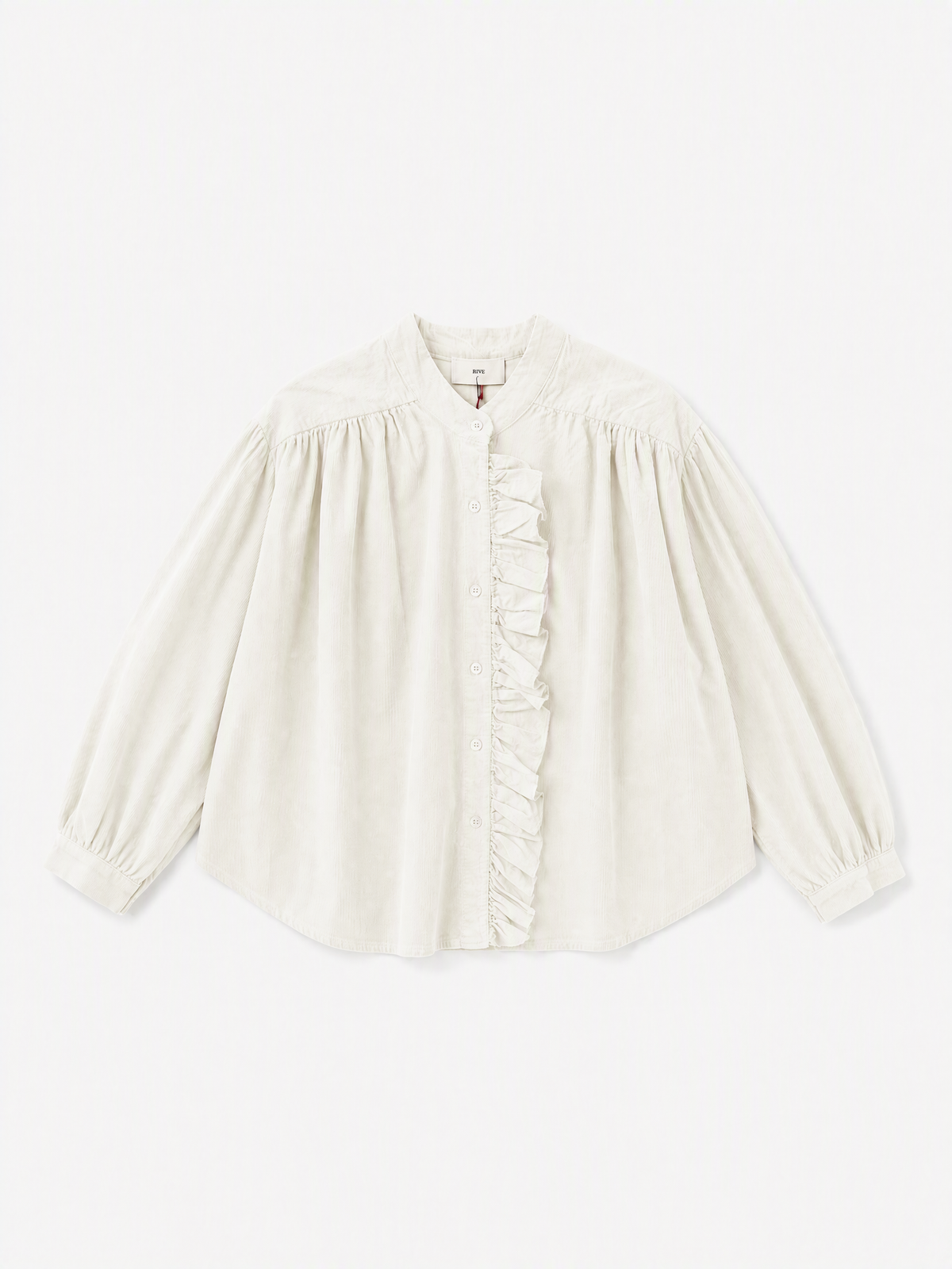 Fine Velour Ruffle Blouse | Ivory