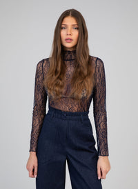 Alibany Lace Top | Navy