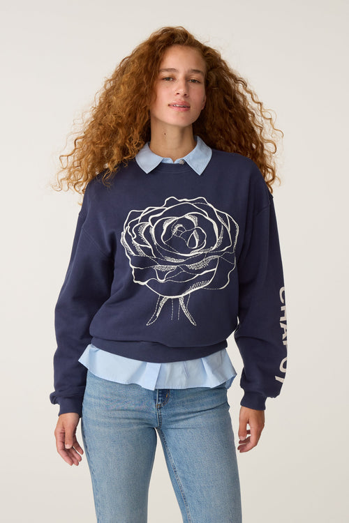 Luna Flower Sweater | Navy