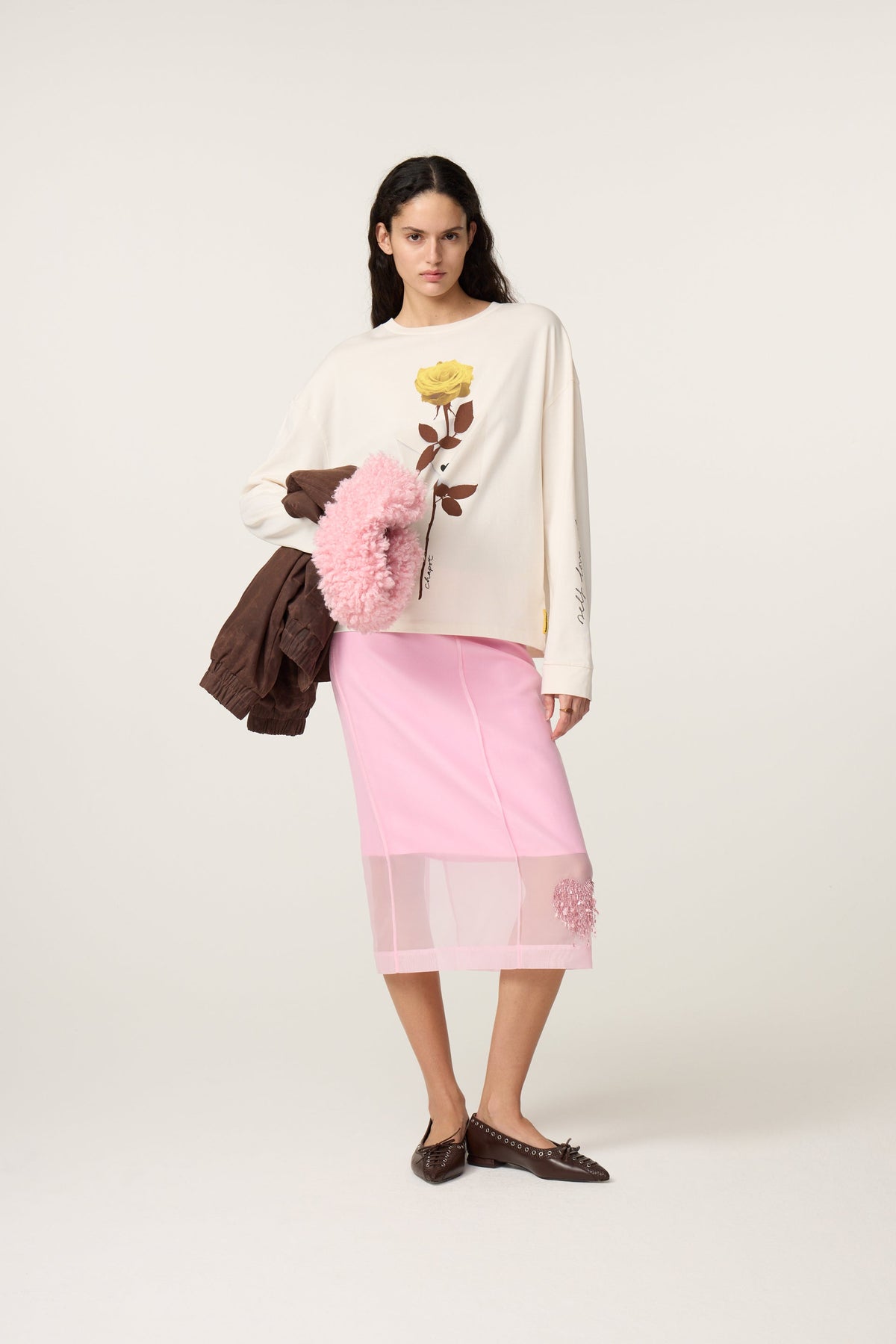 Phileine Rose Long Sleeve T-Shirt | Cosy White