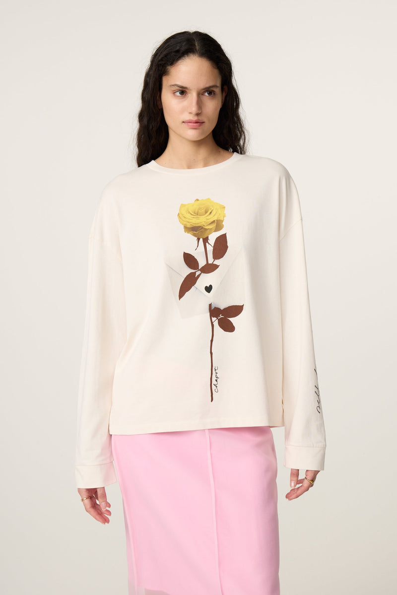 Phileine Rose Long Sleeve T-Shirt | Cosy White