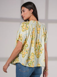 Kirsten Lemon Print Smock Detail Cotton Blouse