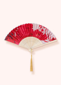 Rouge Blooms Satin Fan