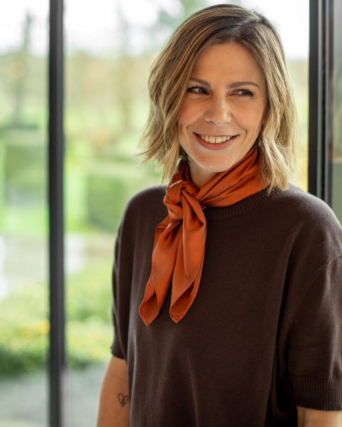 Lila Satin Scarf | Brick