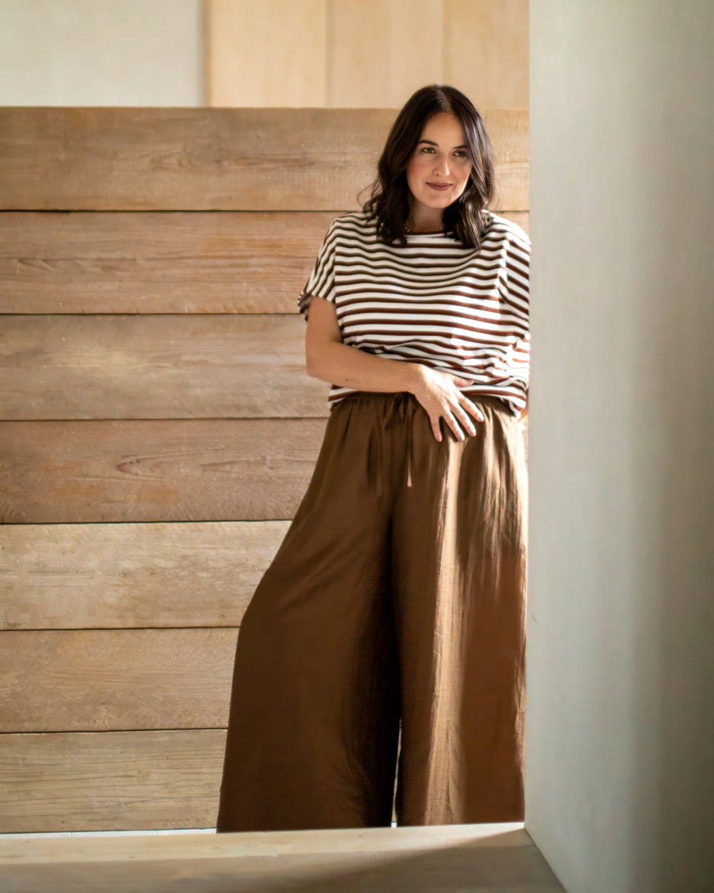 Wei Stripe Top | Tobacco/Ecru