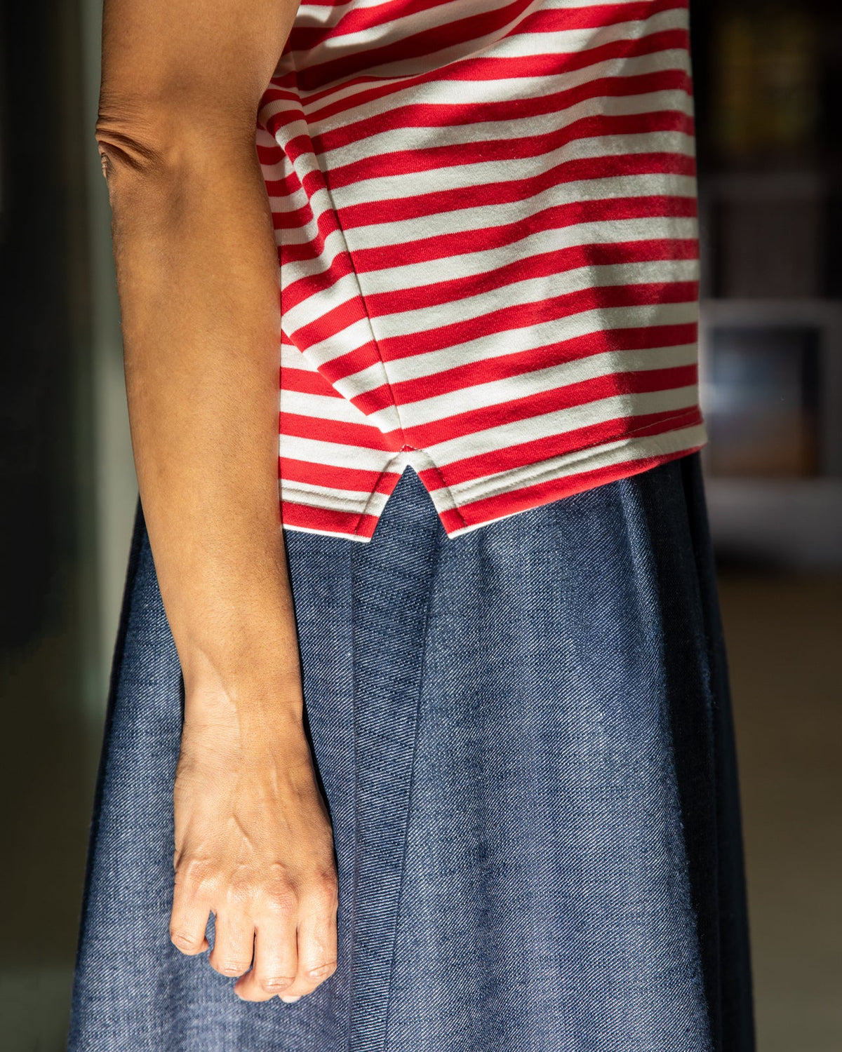 Wei Stripe Top | Red/Ecru