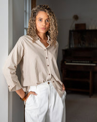 Nola Stripe Shirt | Beige/Ecru