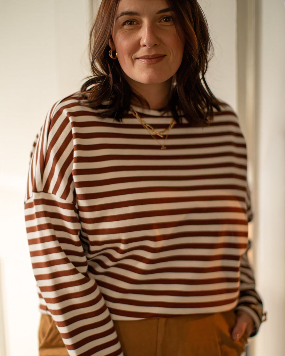 Rebecca Stripe Top | Tobacco