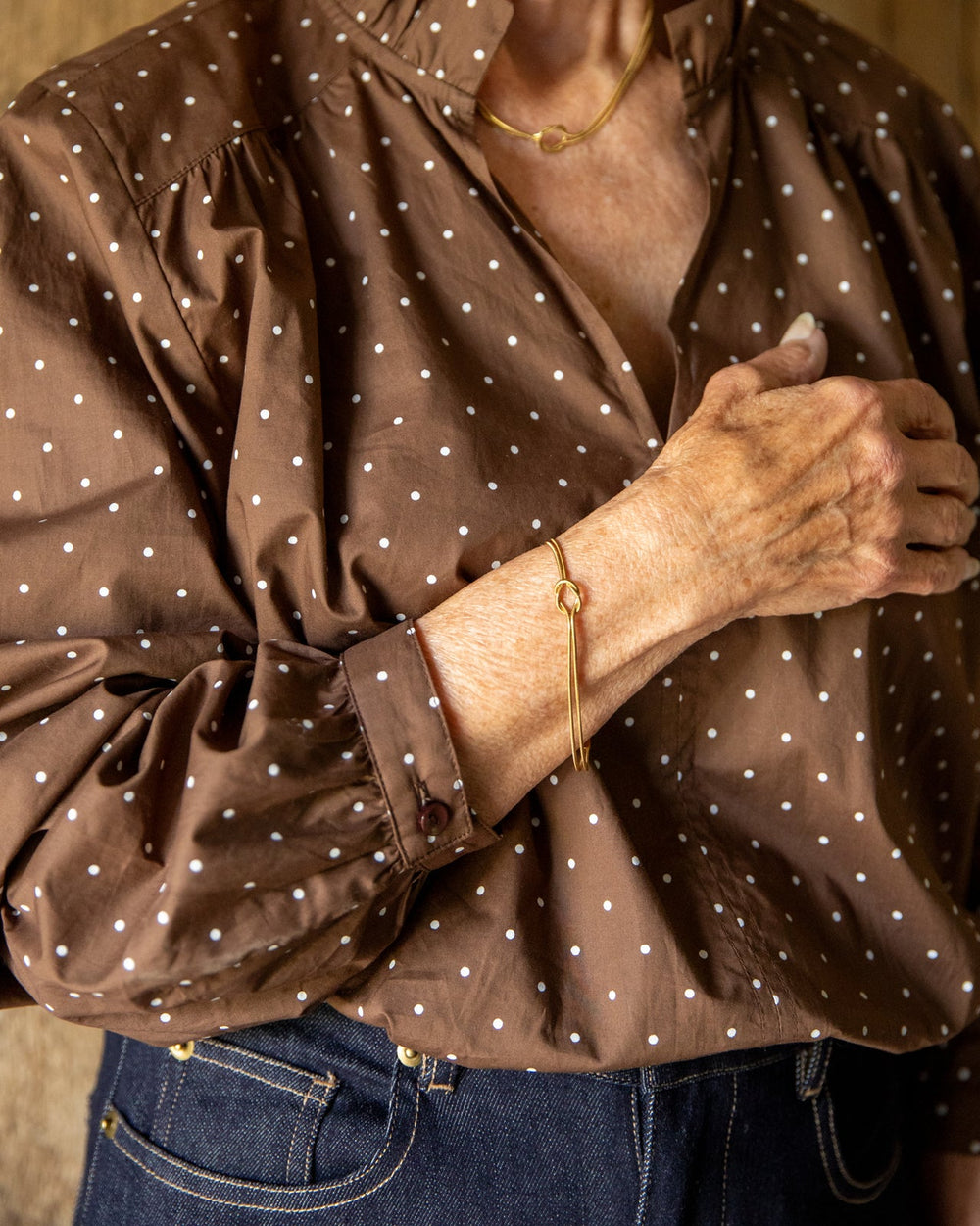 Greta Shirt | Brown Polka Dot