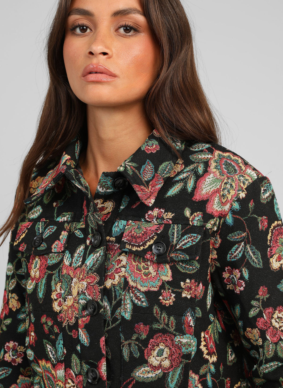 Halino Jacket | Black Floral