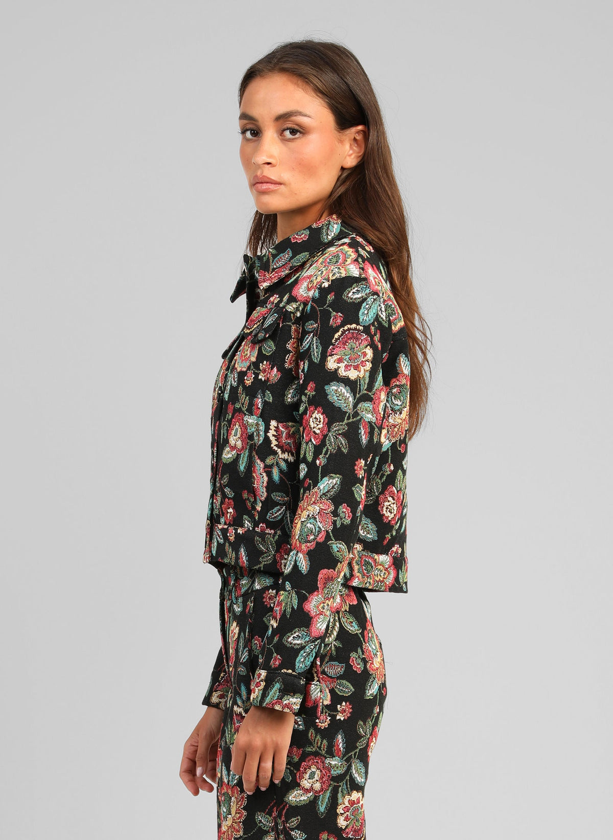Halino Jacket | Black Floral