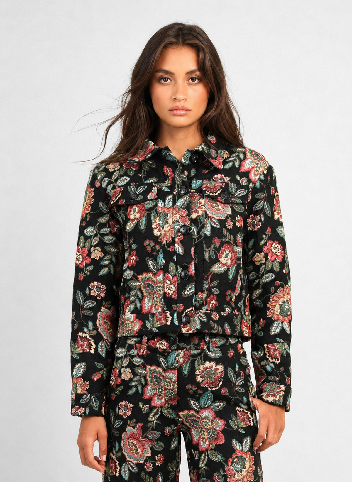 Halino Jacket | Black Floral