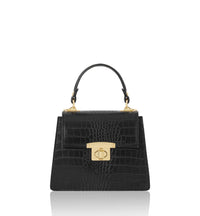 Leather Croc Embossed Structured Bag