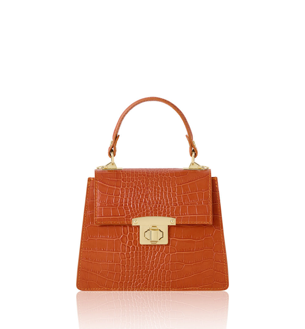 Leather Croc Embossed Structured Bag