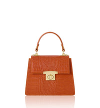 Leather Croc Embossed Structured Bag