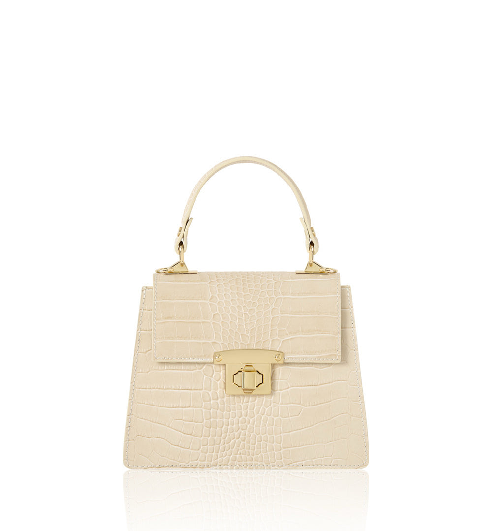 Leather Croc Embossed Structured Bag
